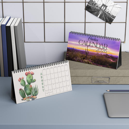 2026 Cactus Desktop Calendar: Monthly Planner for Nature Lovers, Office Organization & Succulent Decor