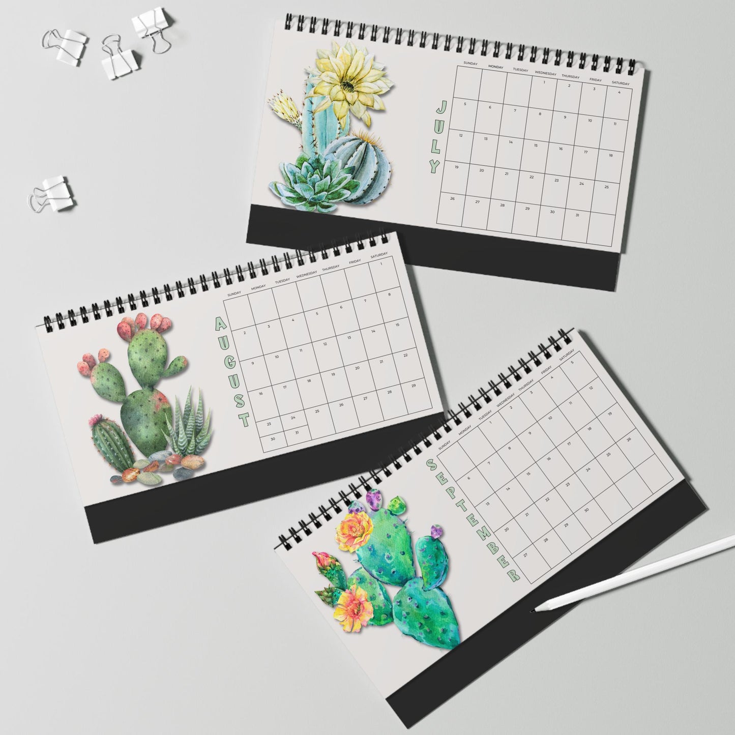 2026 Cactus Desktop Calendar: Monthly Planner for Nature Lovers, Office Organization & Succulent Decor