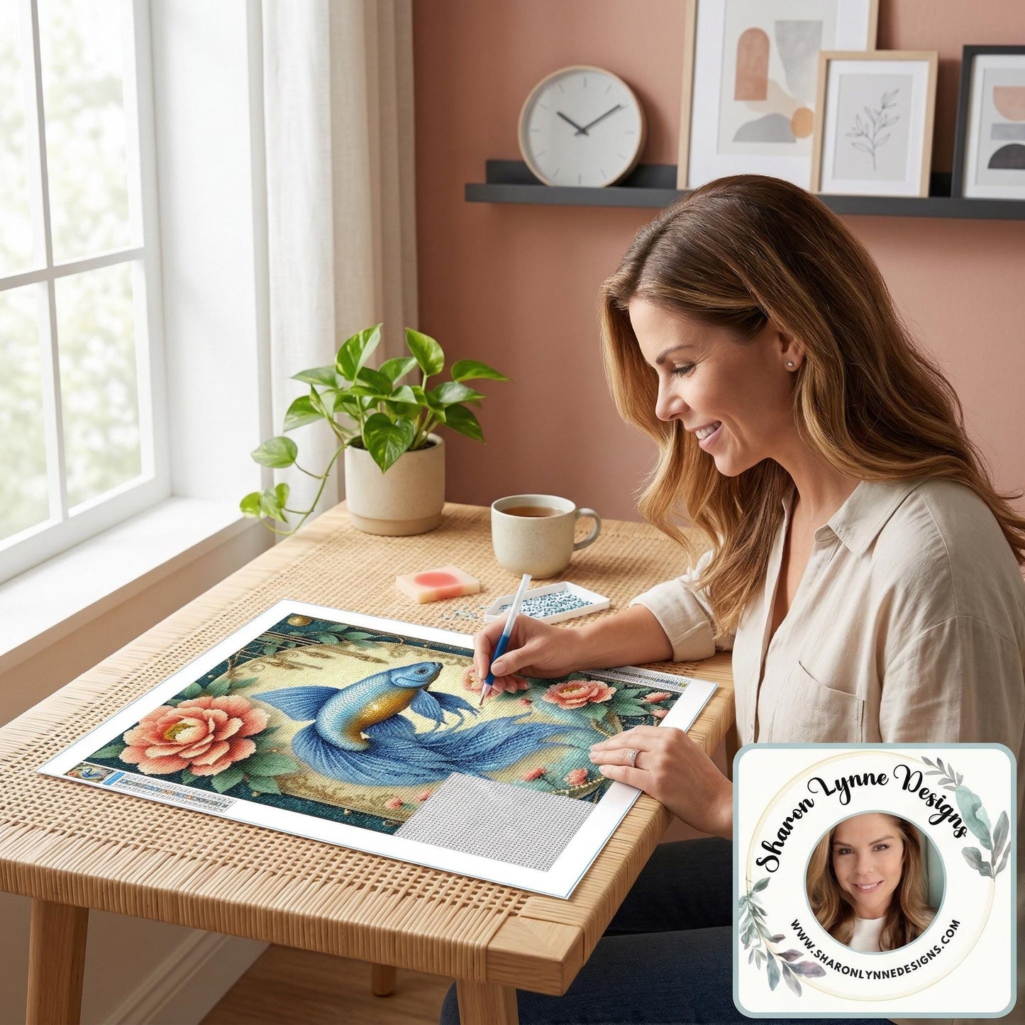 Fish Diamond Painting Kit – Aquatic Sea Life Rhinestone Mosaic Craft (12" x 16")