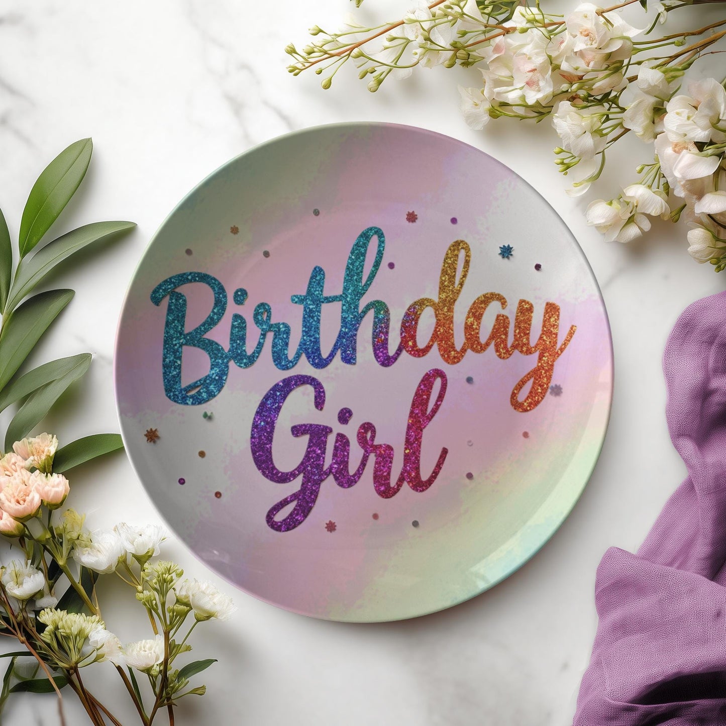 Birthday Girl Celebration Plate Special Occasion Dinnerware Party Tableware Pink Princess Theme
