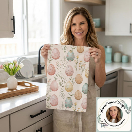 Watercolor Easter Eggs Microfiber Tea Towel Spring Floral Kitchen Decor
