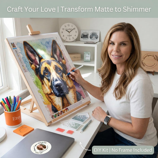 German Shepherd DIY Diamond Painting Kit - No Frame Included - Dog Art Craft Project