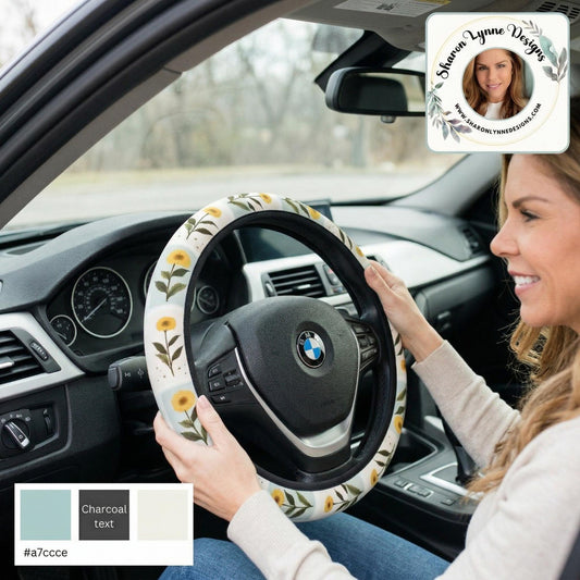 Floral Thickened Elastic Car Steering Wheel Cover - Non-Slip Automotive Interior Accessory