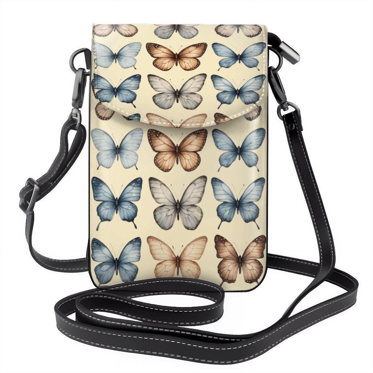 Butterfly Crossbody Cell Phone Purse - Small Travel Bag with Adjustable Strap for Women