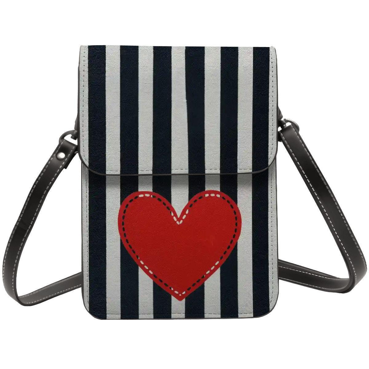 Heart Leather Cell Phone Crossbody Purse with Adjustable Shoulder Strap - Small Handbag for Women