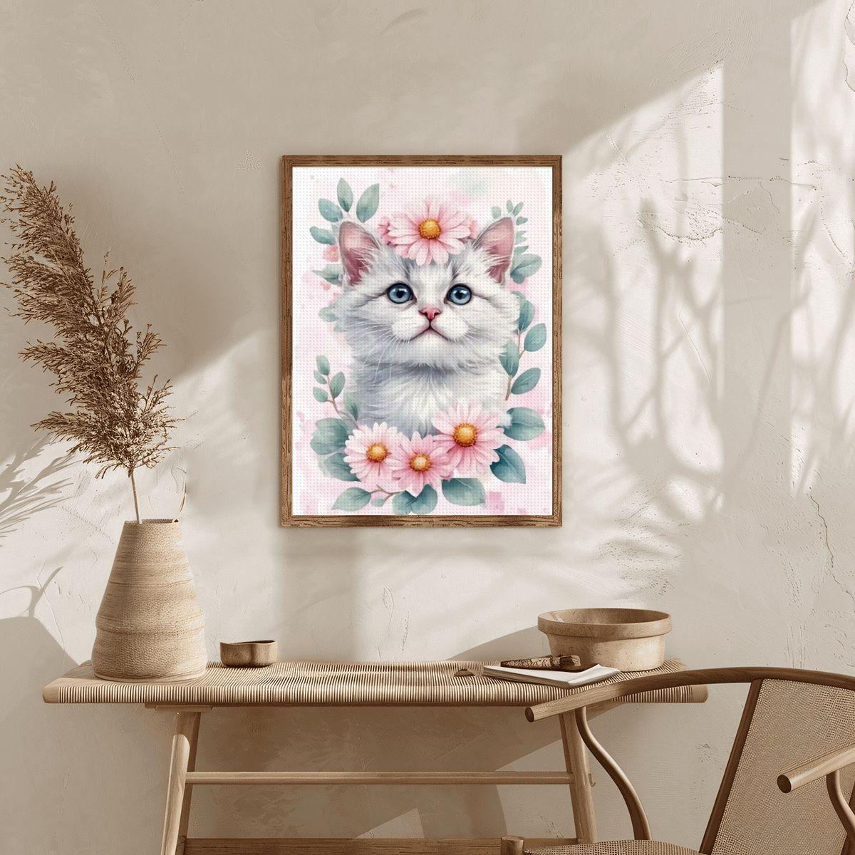 Sweet Kitten DIY Diamond Painting Kit No Frame - Cat Art Craft Project Rhinestone Gift