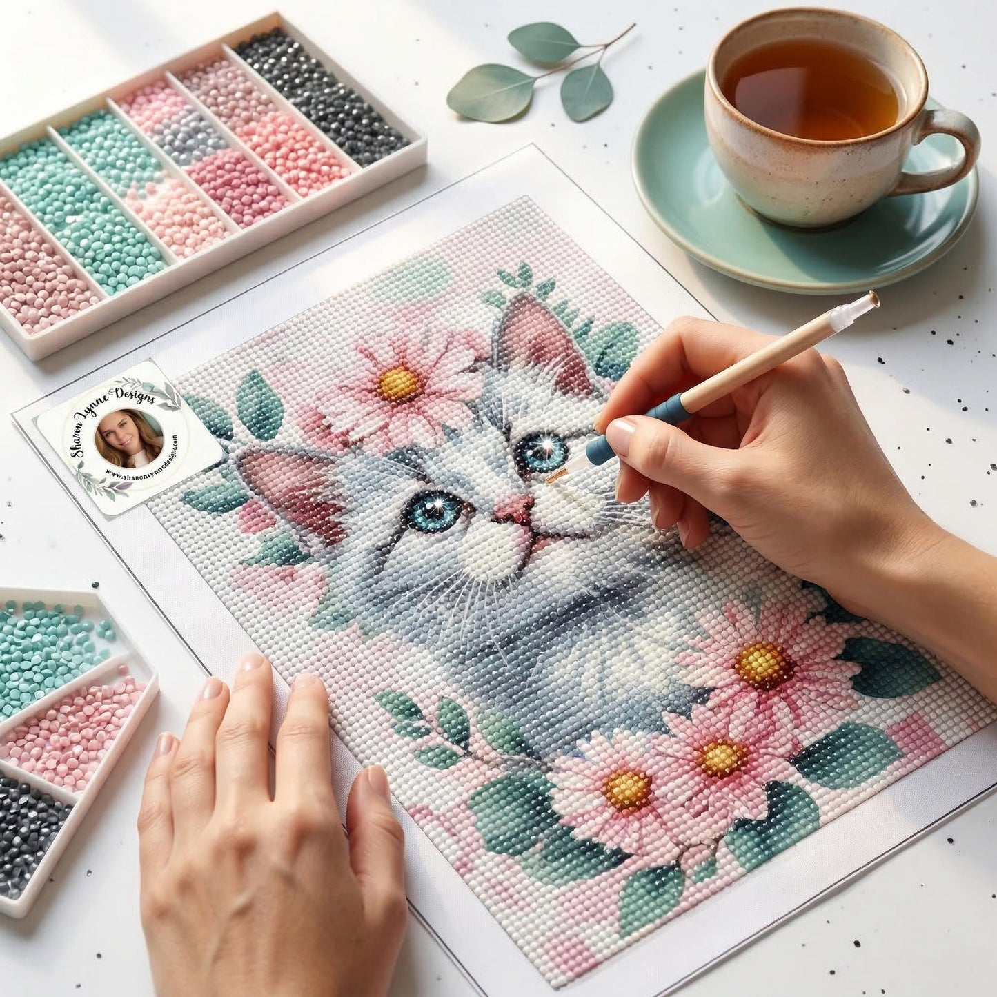 Sweet Kitten DIY Diamond Painting Kit No Frame - Cat Art Craft Project Rhinestone Gift