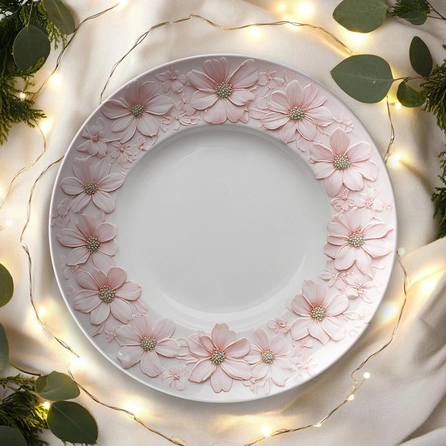 Pink Floral Dinner Plate 10 Inch Unbreakable Microwave Dishwasher Safe Melamine Tableware