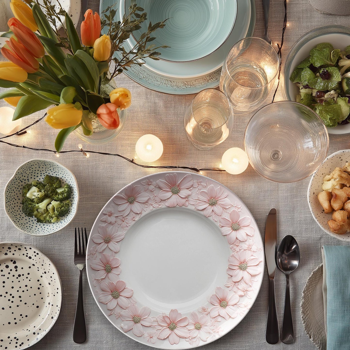 Pink Floral Dinner Plate 10 Inch Unbreakable Microwave Dishwasher Safe Melamine Tableware