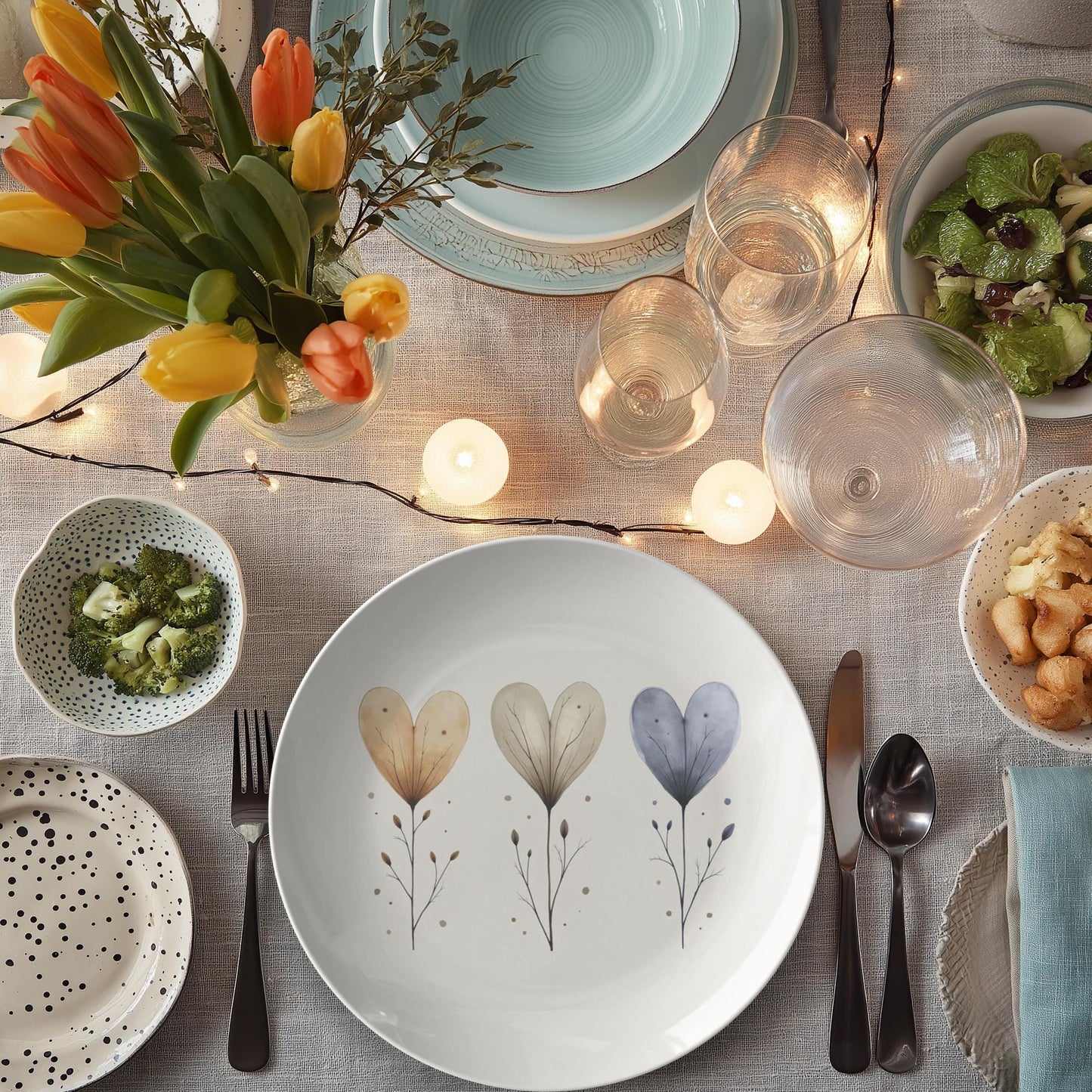 Heart Shaped Thermosaf Plates - Heat Resistant Dinnerware Set for Kitchen Dining