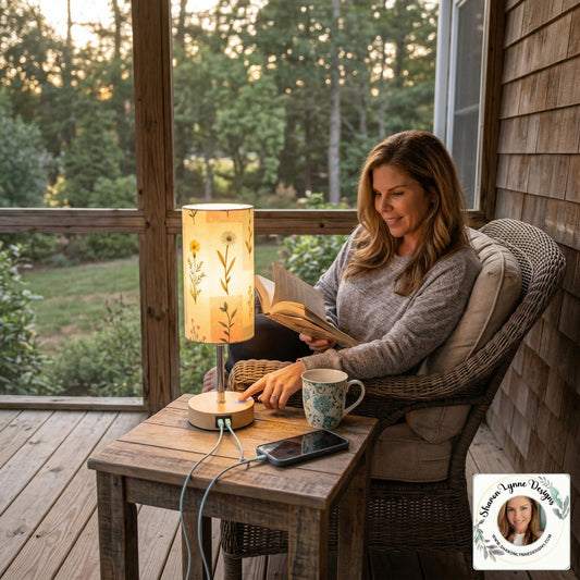 Country Touch Bedside Table Lamp with USB Charging Port - Rustic Nightstand Light