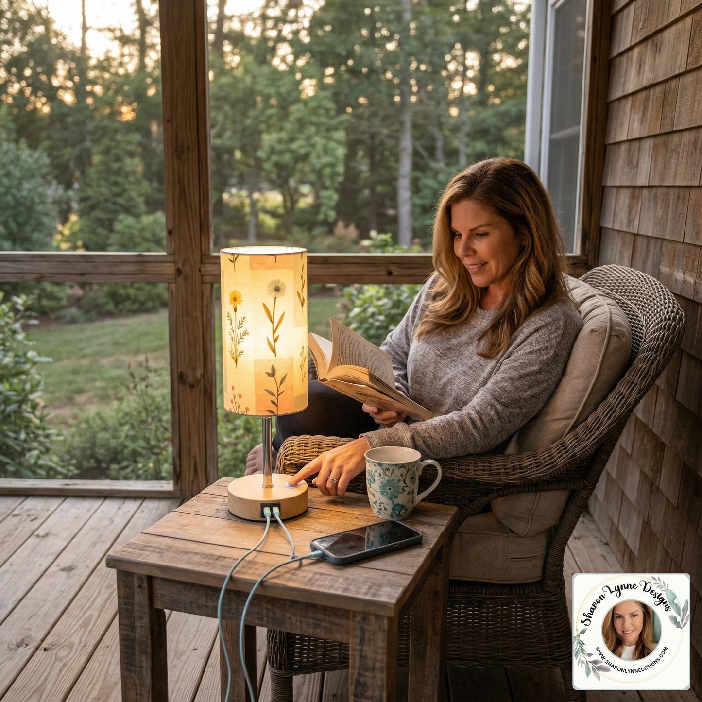 Country Touch Bedside Table Lamp with USB Charging Port - Rustic Nightstand Light