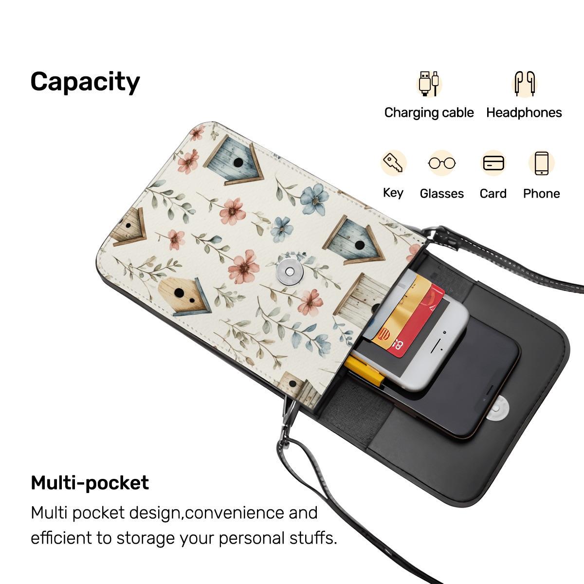 Birdhouse Leather Cell Phone Purse Crossbody Bag Small Handbag Mini Pouch Shoulder Strap Women