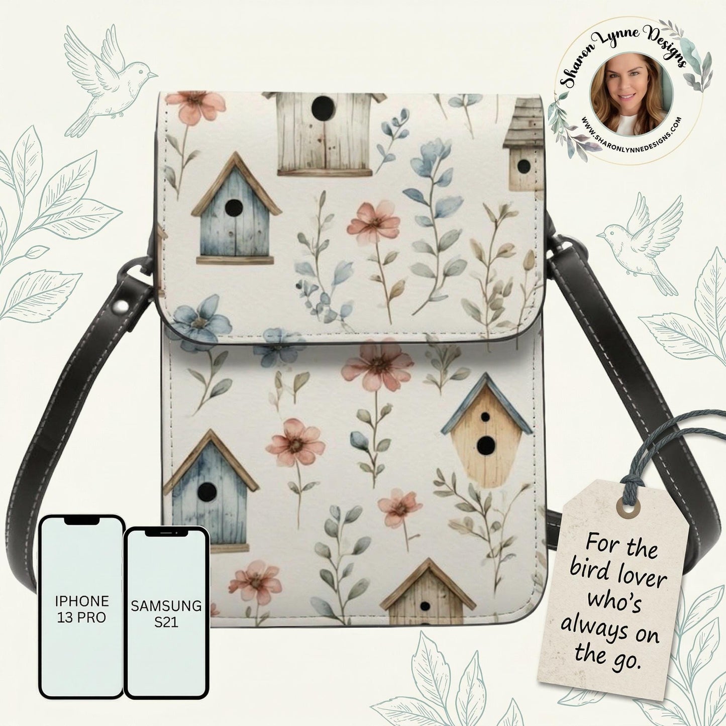 Birdhouse Leather Cell Phone Purse Crossbody Bag Small Handbag Mini Pouch Shoulder Strap Women