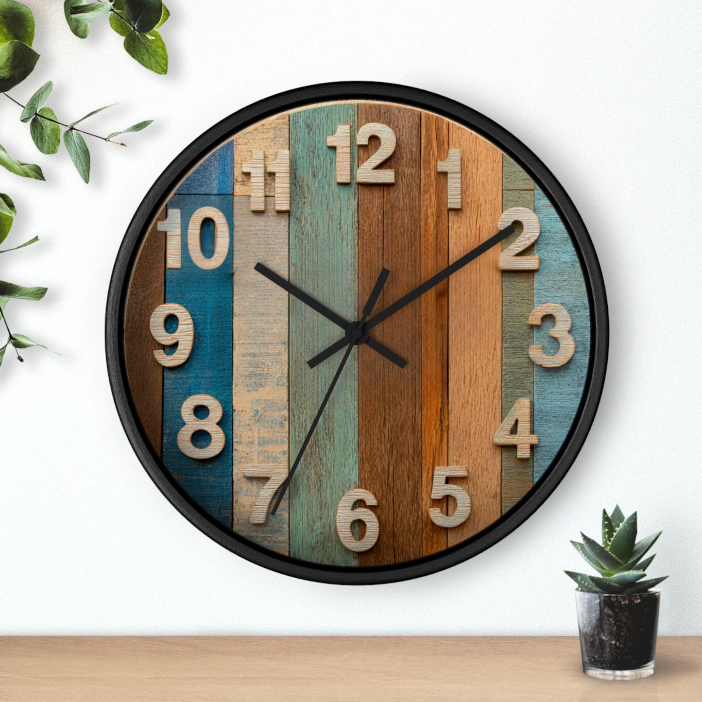 Rustic Wooden Wall Clock: Farmhouse Kitchen Decor, 10"
