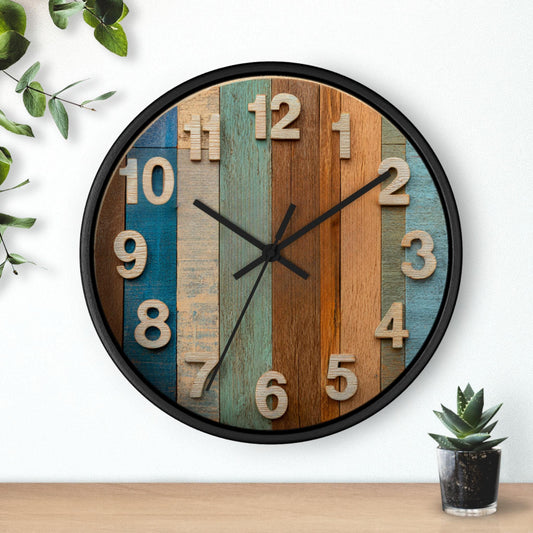 Rustic Wooden Wall Clock: Farmhouse Kitchen Decor, 10"