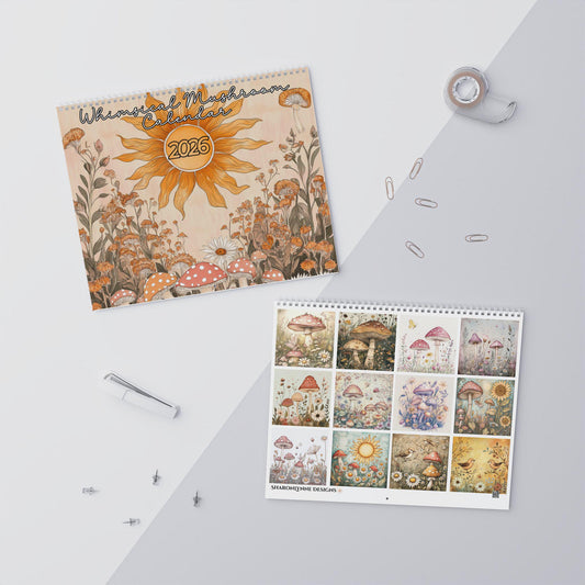2026 Mushroom Wall Calendar Monthly Planner Nature Inspired Decor Gift for Lovers Home Organization