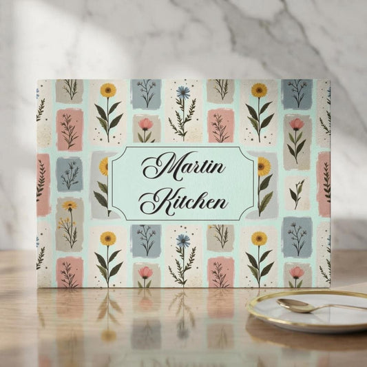 Personalized Tempered Glass Cutting Board | Custom Floral Kitchen Decor
