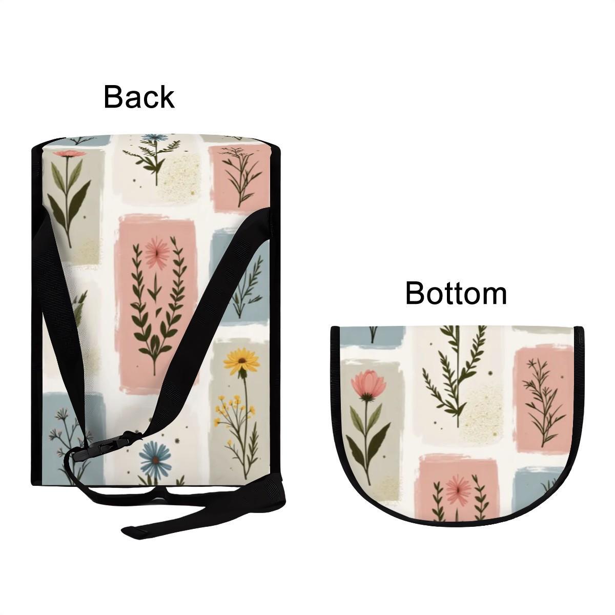 Floral Bucket-Shaped Car Trash Bag - Vehicle Waste Container Organizer for Auto Interior