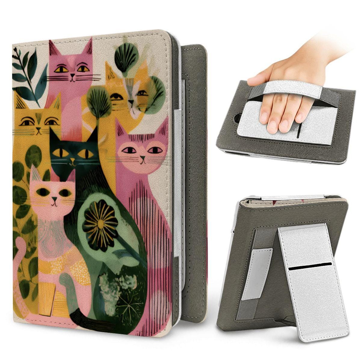 Mid-Century Cats E-Reader Case - Retro Feline Kindle Cover Book Sleeve Tablet Protector