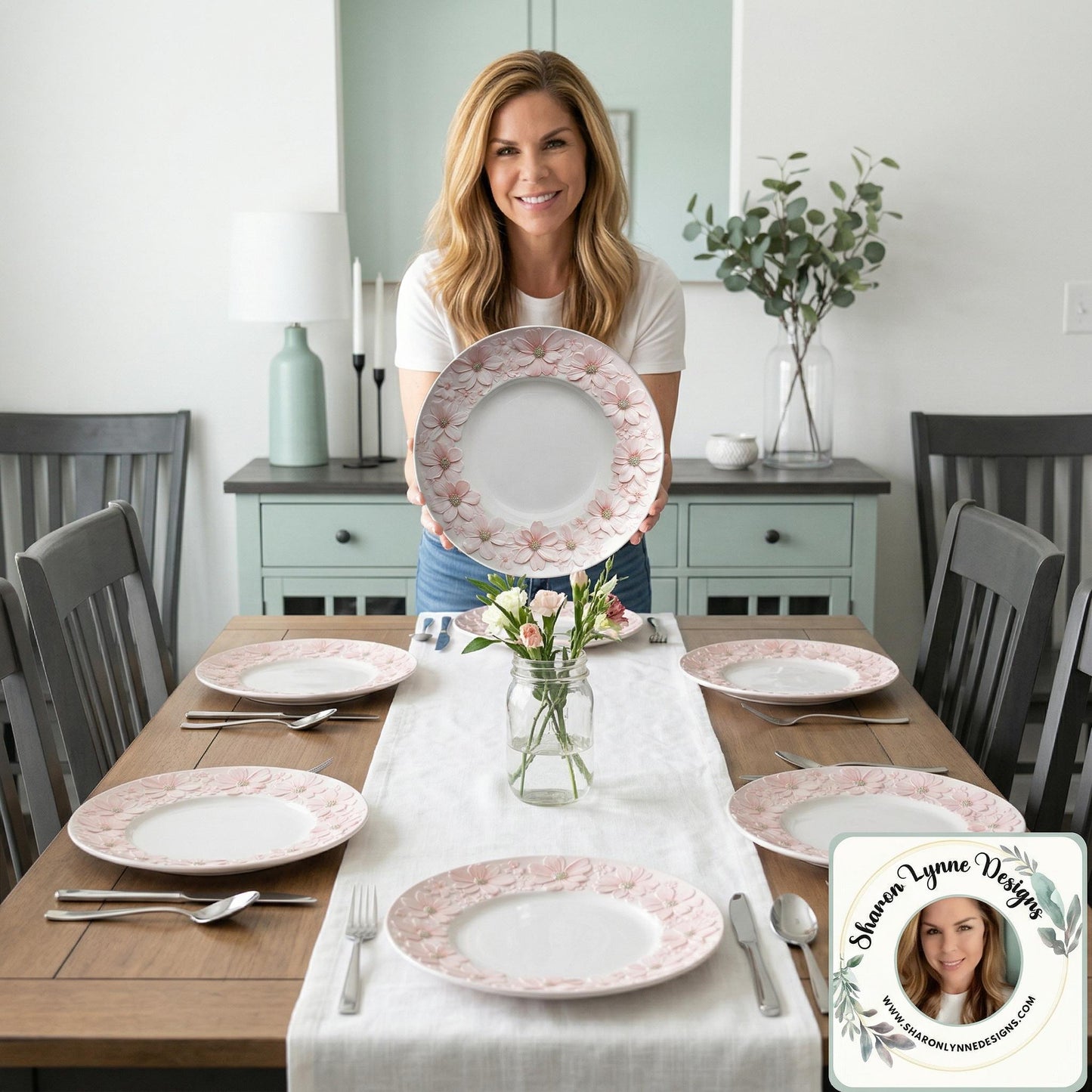 Pink Floral Dinner Plate 10 Inch Unbreakable Microwave Dishwasher Safe Melamine Tableware
