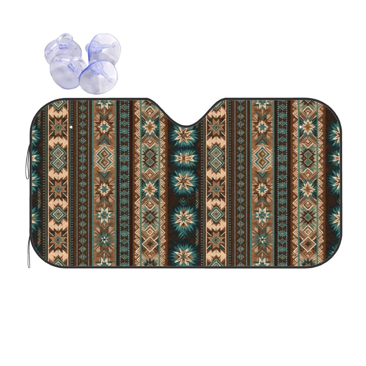 Native Pattern Car Windshield Sun Shade - Heat Insulation UV Blocker Interior Protection