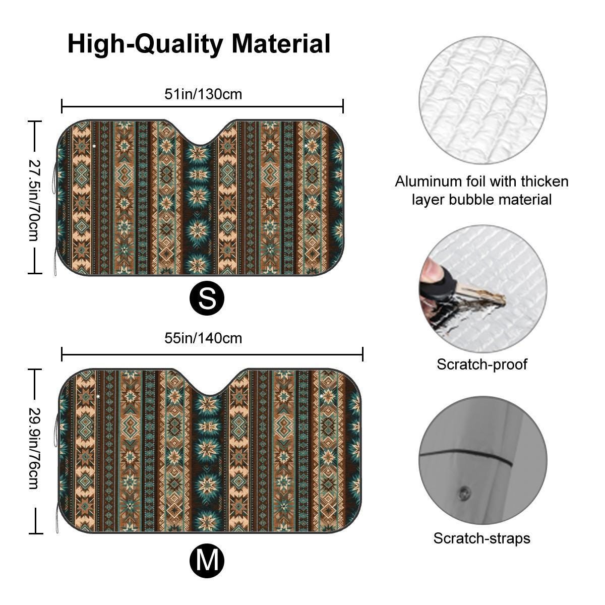 Native Pattern Car Windshield Sun Shade - Heat Insulation UV Blocker Interior Protection