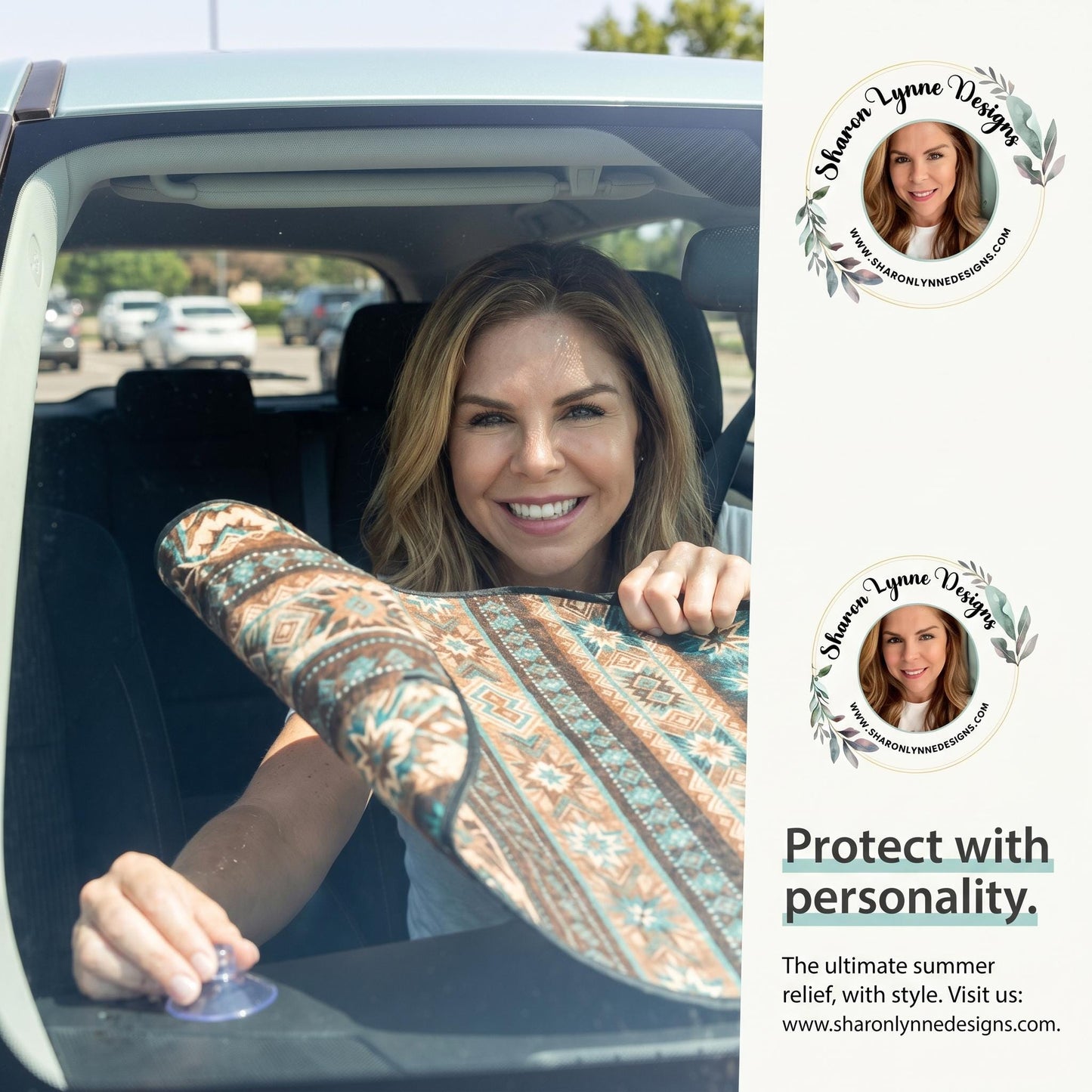 Native Pattern Car Windshield Sun Shade - Heat Insulation UV Blocker Interior Protection