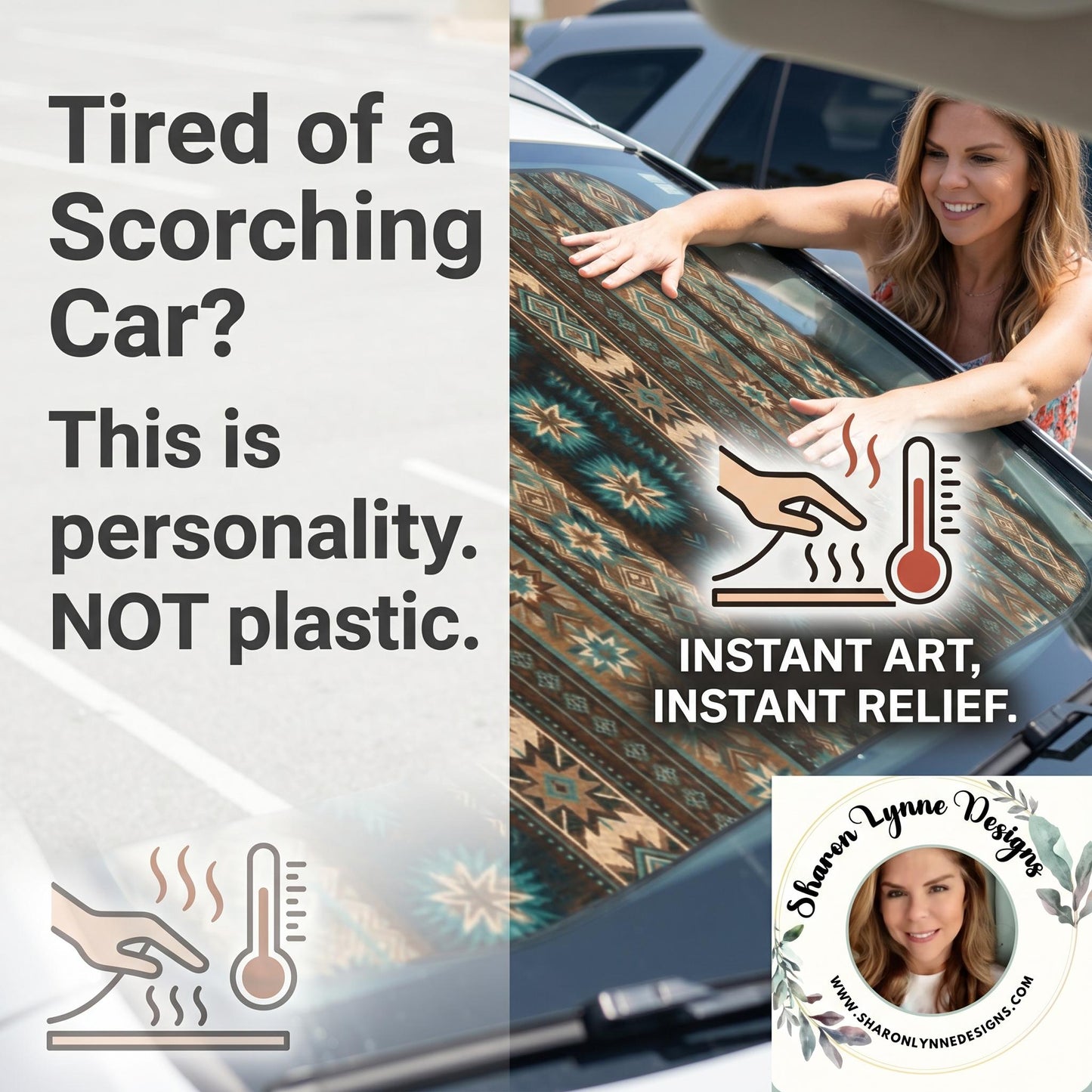 Native Pattern Car Windshield Sun Shade - Heat Insulation UV Blocker Interior Protection