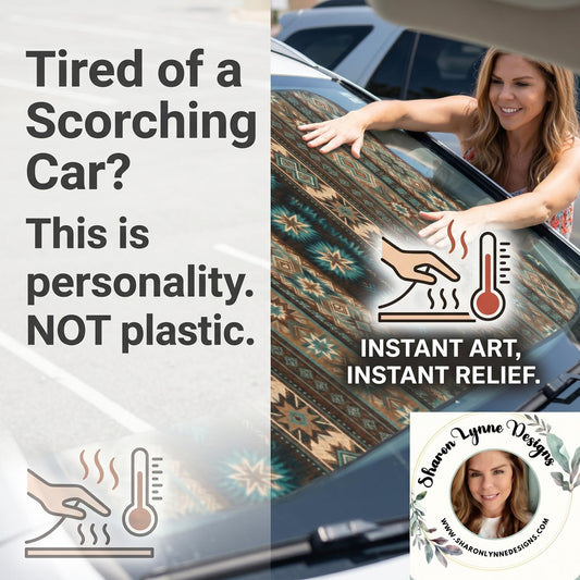 Native Pattern Car Windshield Sun Shade - Heat Insulation UV Blocker Interior Protection