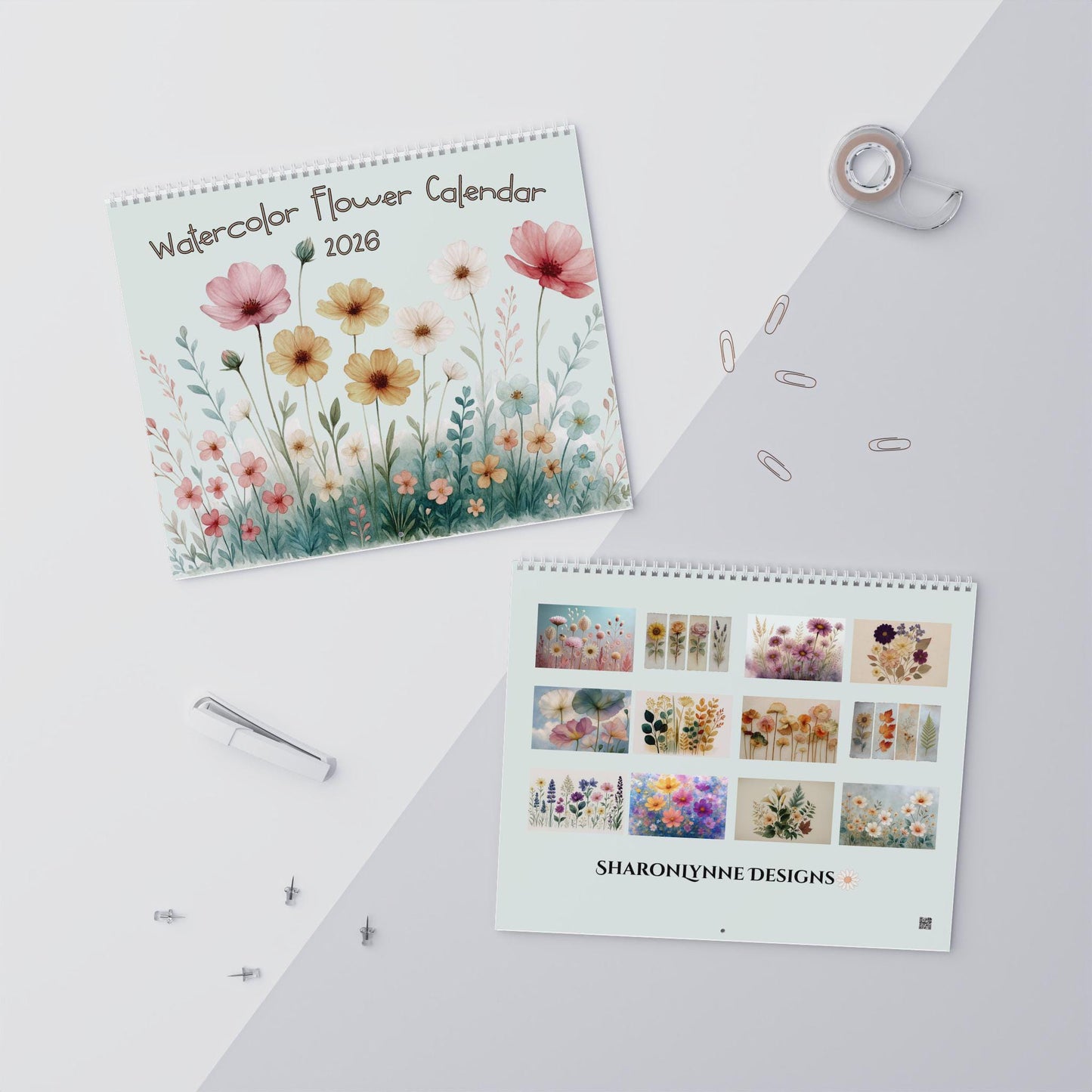Pastel Floral Wall Calendar 2026 | Botanical Illustration Planner Yearly Organizer Office Decor Art Gift