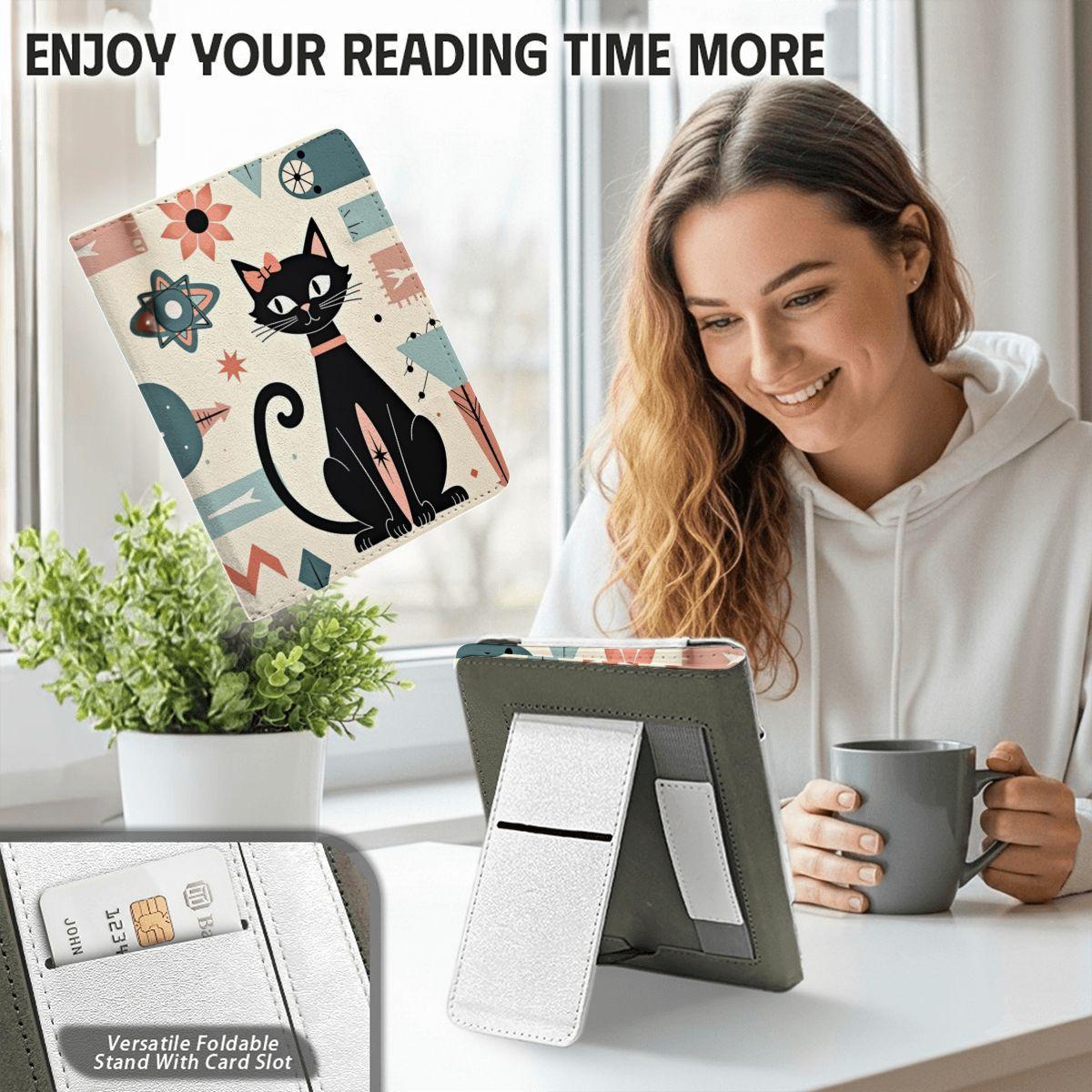 Retro Kitty E-Reader Case - Vintage Cat Kindle Cover Tablet Sleeve Protection