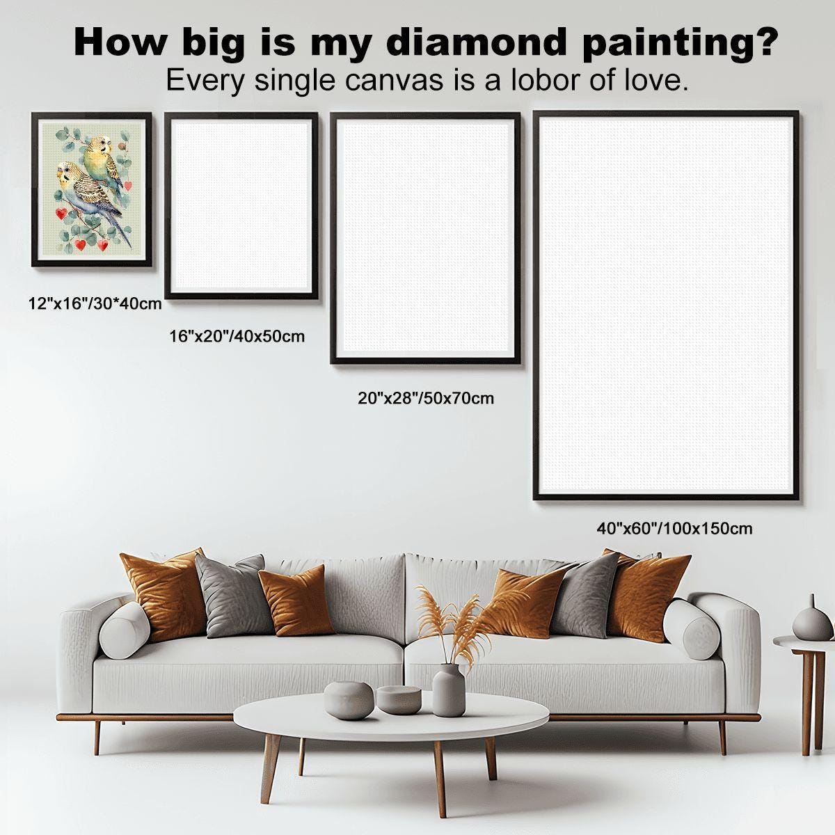 Parakeet DIY Diamond Painting Kit - Colorful Bird Art Project No Frame Included