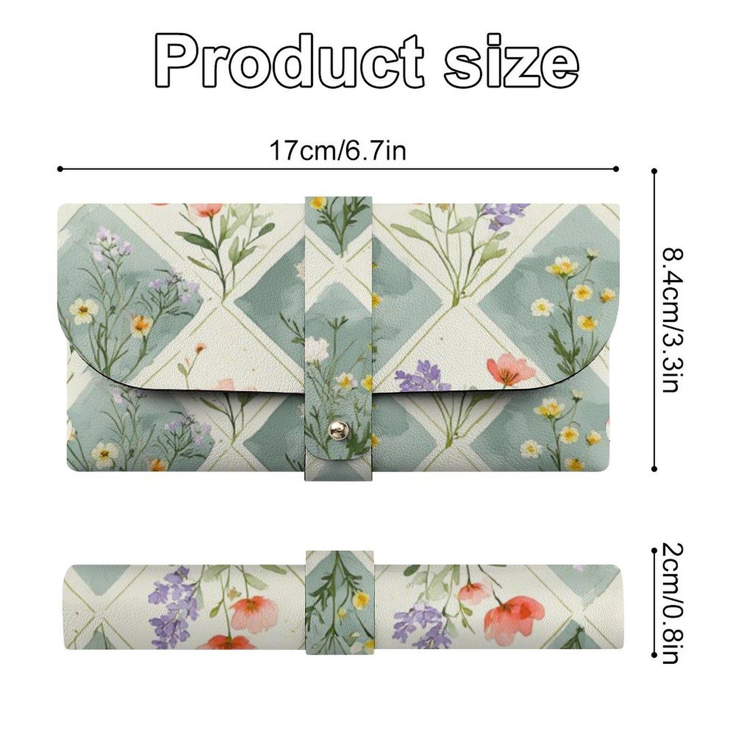 Floral Leather Eyeglass Case -  Glasses Holder with Botanical Pattern for Women