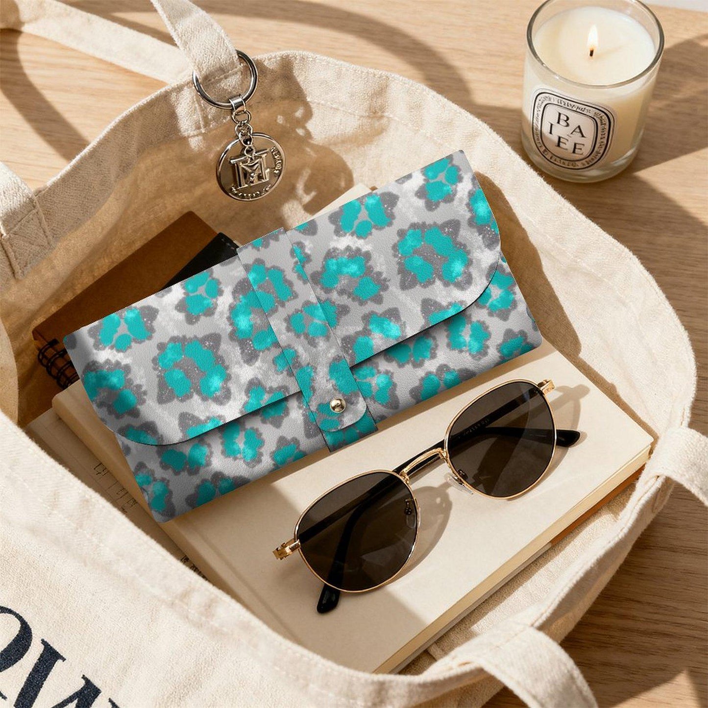 Cheetah Print Leather Eyeglass Case - Stylish Reading Glasses Holder Protective Pouch