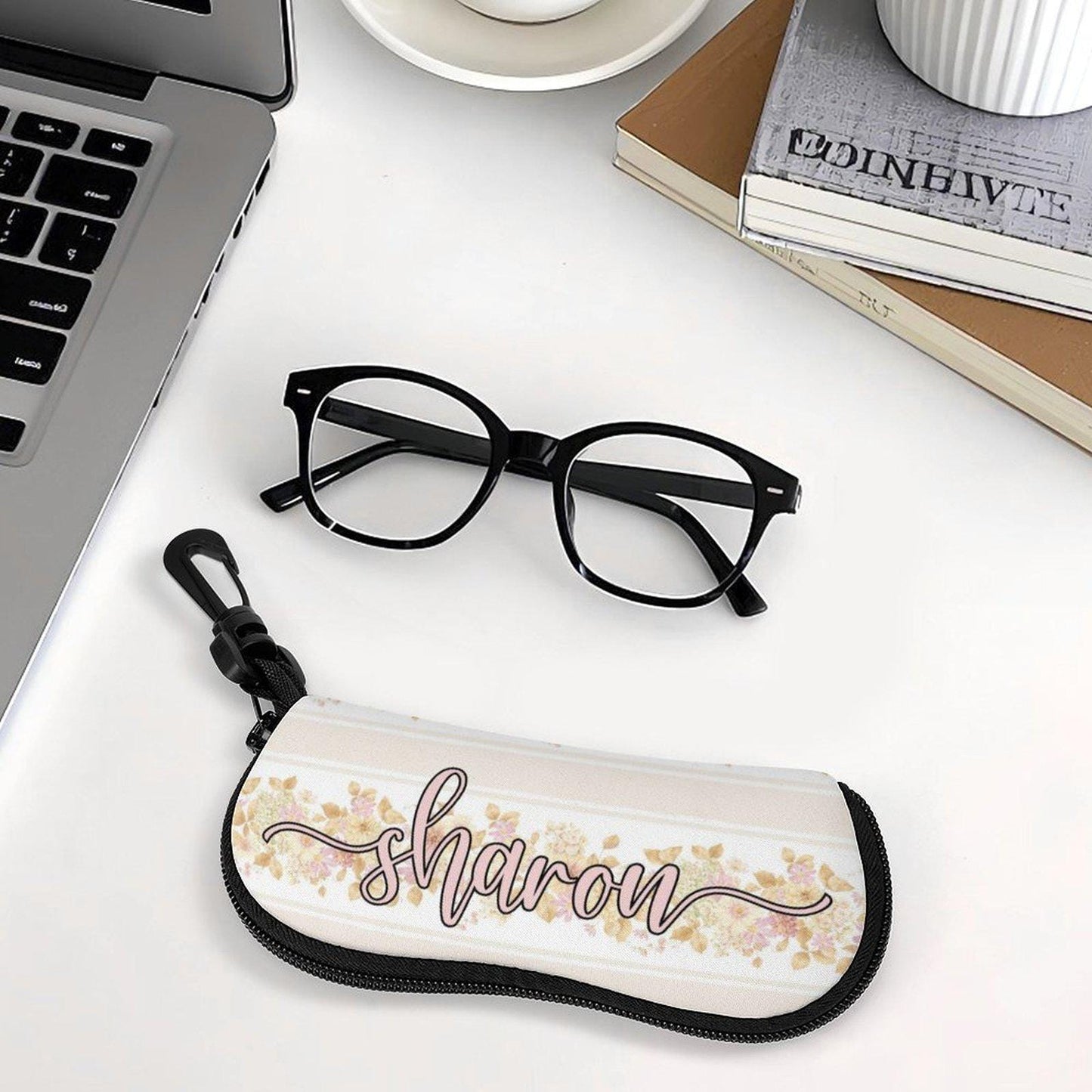 Custom Name Eyeglass Case with Zipper | Neoprene Fabric, Micro-Velvet Lining