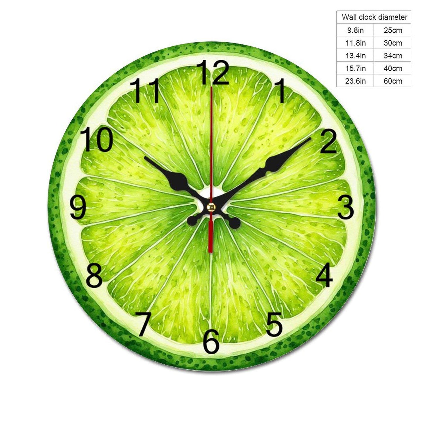 Lime Green Wooden Wall Clock Modern Minimalist Home Decor Timepiece