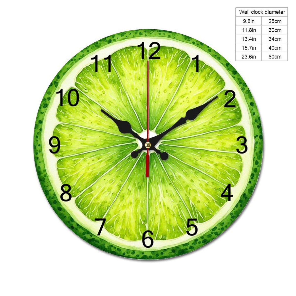 Lime Green Wooden Wall Clock Modern Minimalist Home Decor Timepiece