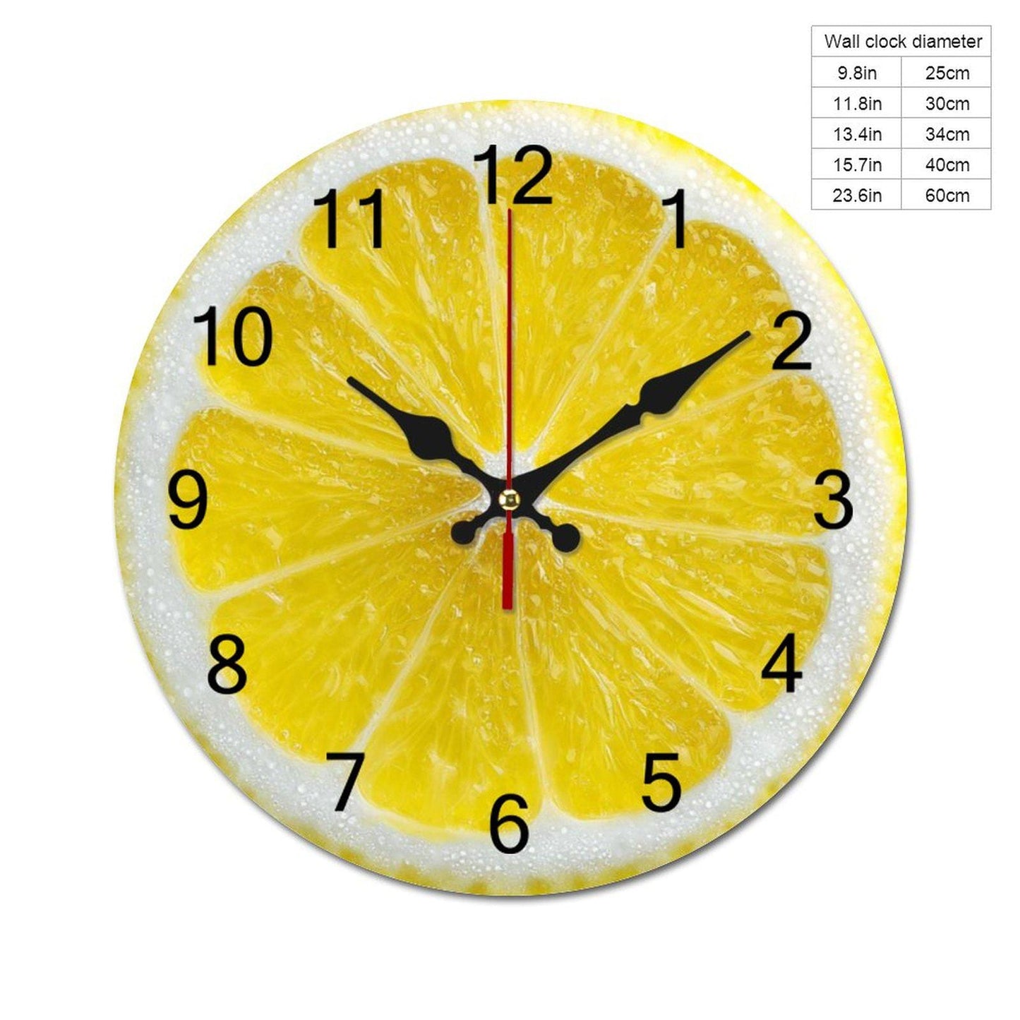 Lemon Slice Wooden Wall Clock – Vibrant Citrus Kitchen Decor, Silent Timepiece