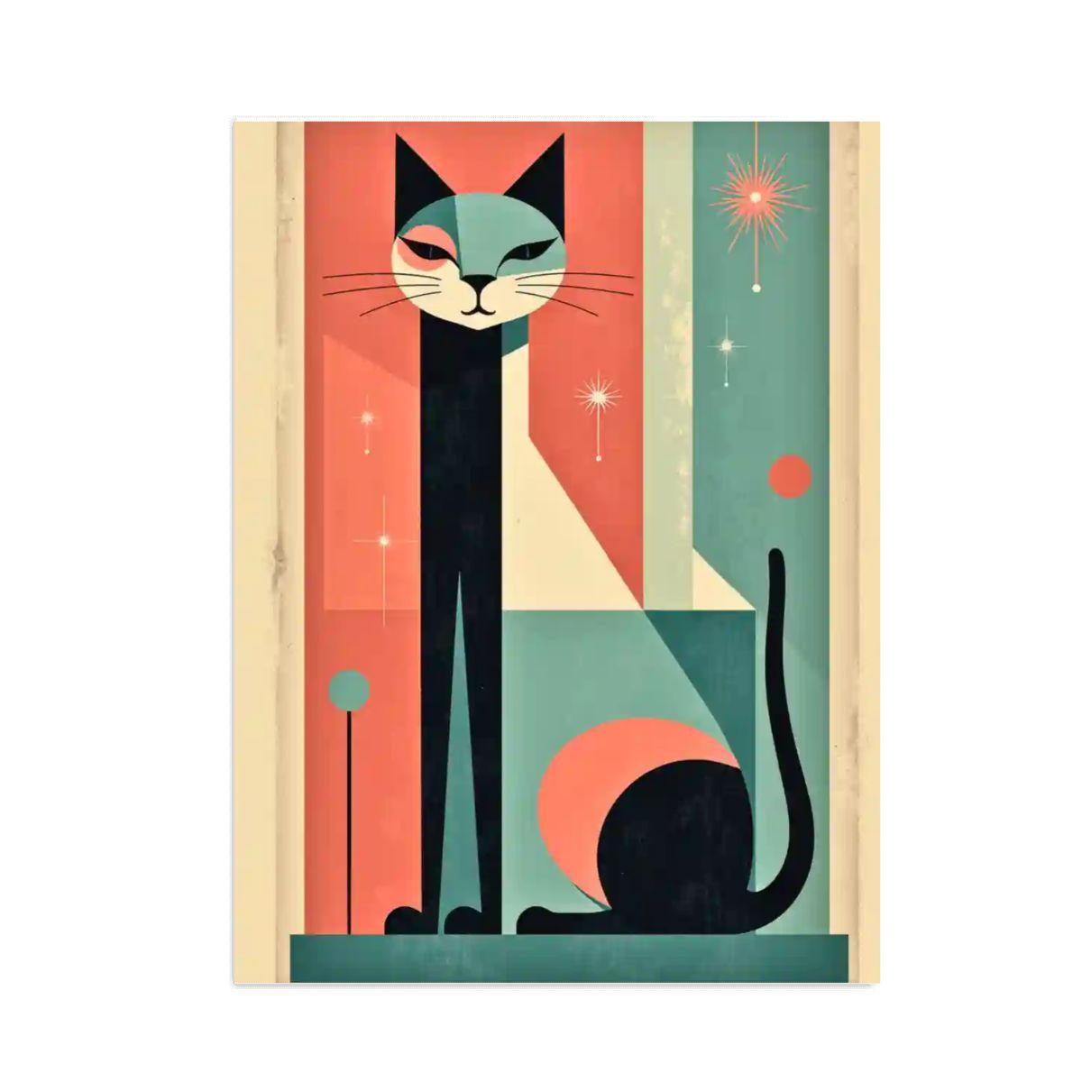Retro Cat DIY Diamond Painting Kit - No Frame Included Mosaic Art Craft