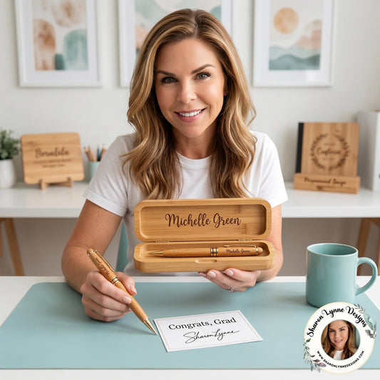 Personalized Engraved Wooden Pen Set in Wood Case - Customized Handcrafted Gift for Graduates