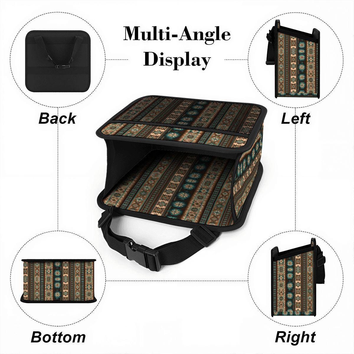 Native Pattern Car Seat Organizer with All-Over Printing - Durable Large Storage Capacity