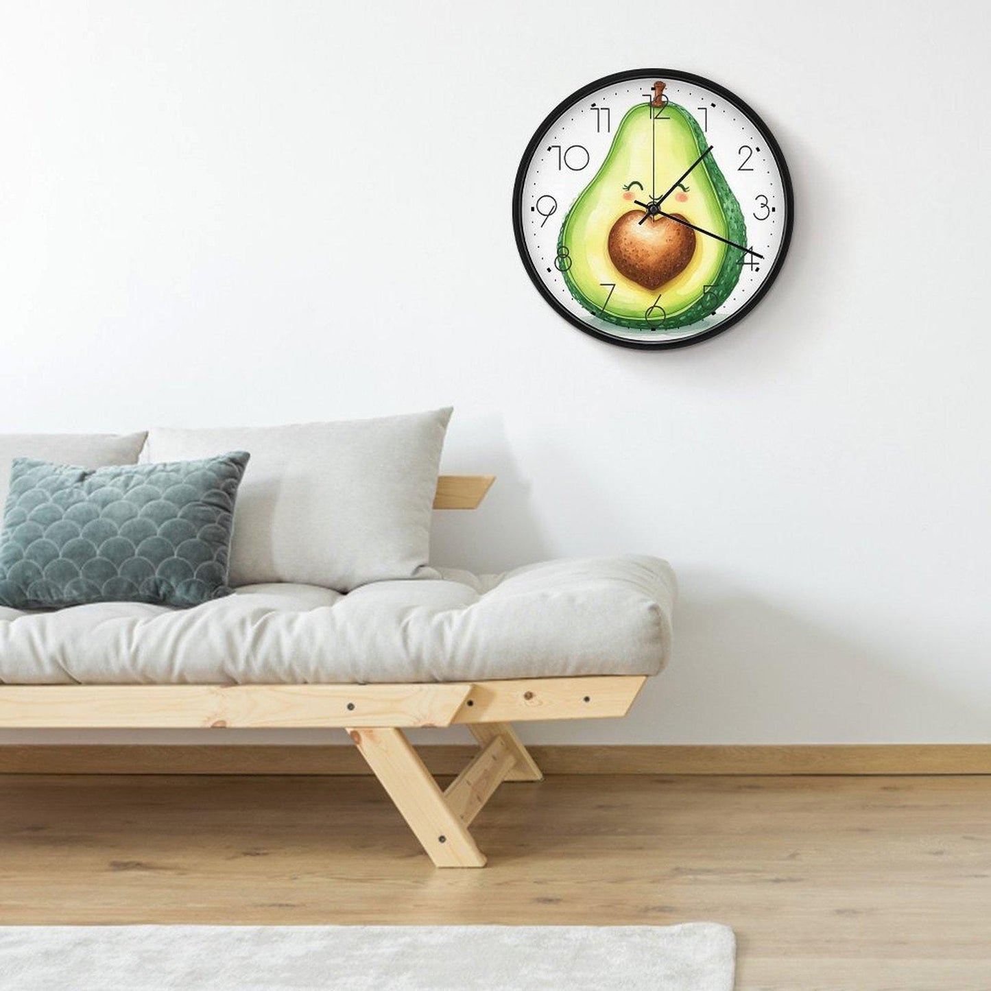 Happy Avocado Wall Clock - Kitchen Decor Timepiece Green Fruit Design Home Office Art