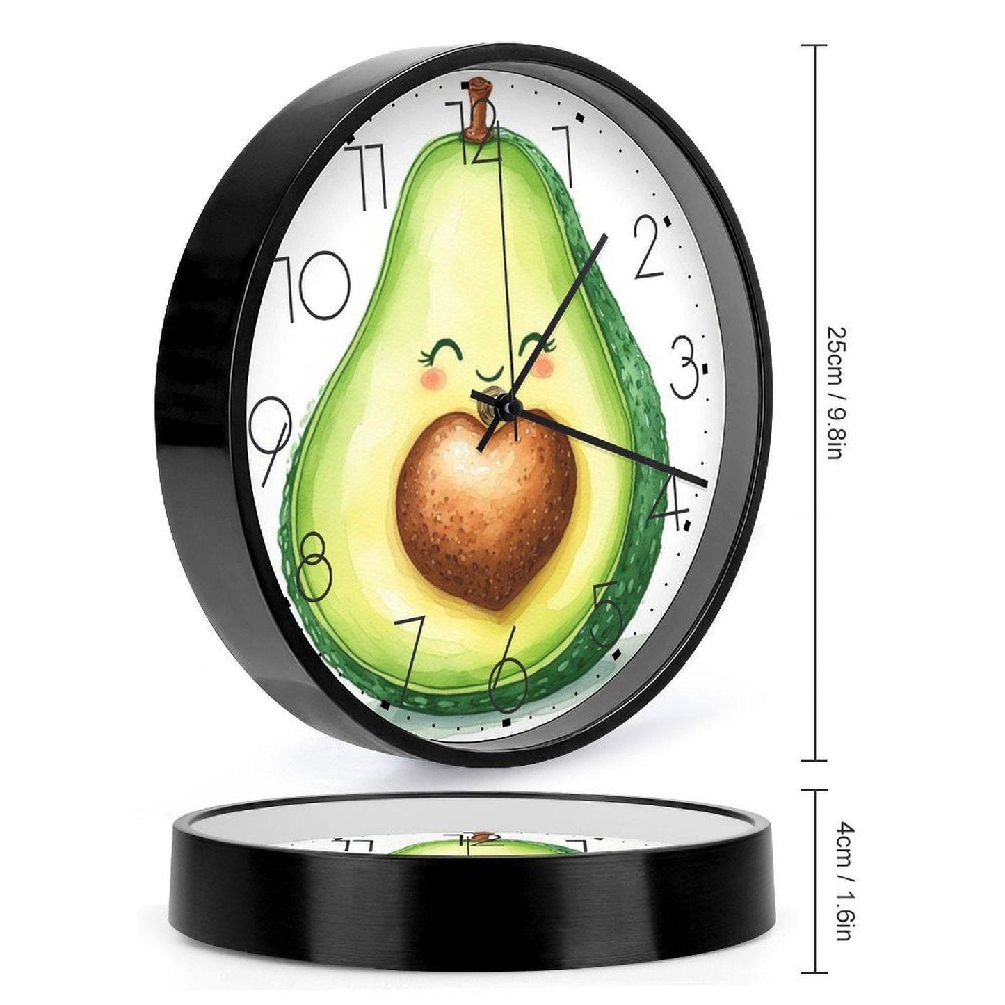 Happy Avocado Wall Clock - Kitchen Decor Timepiece Green Fruit Design Home Office Art