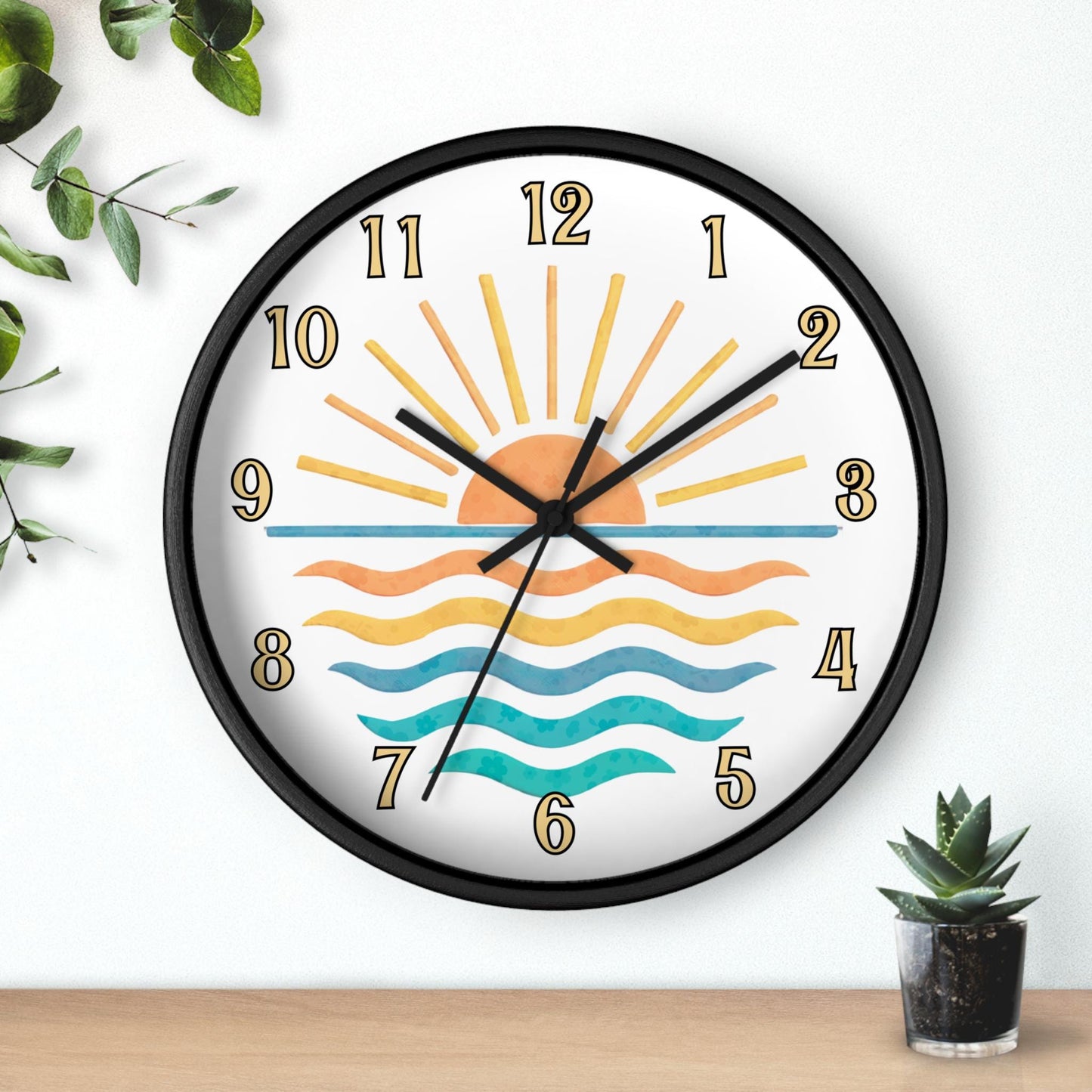 Sunrise Ocean Wave Wall Clock – Coastal Beach Nautical Home Decor Art