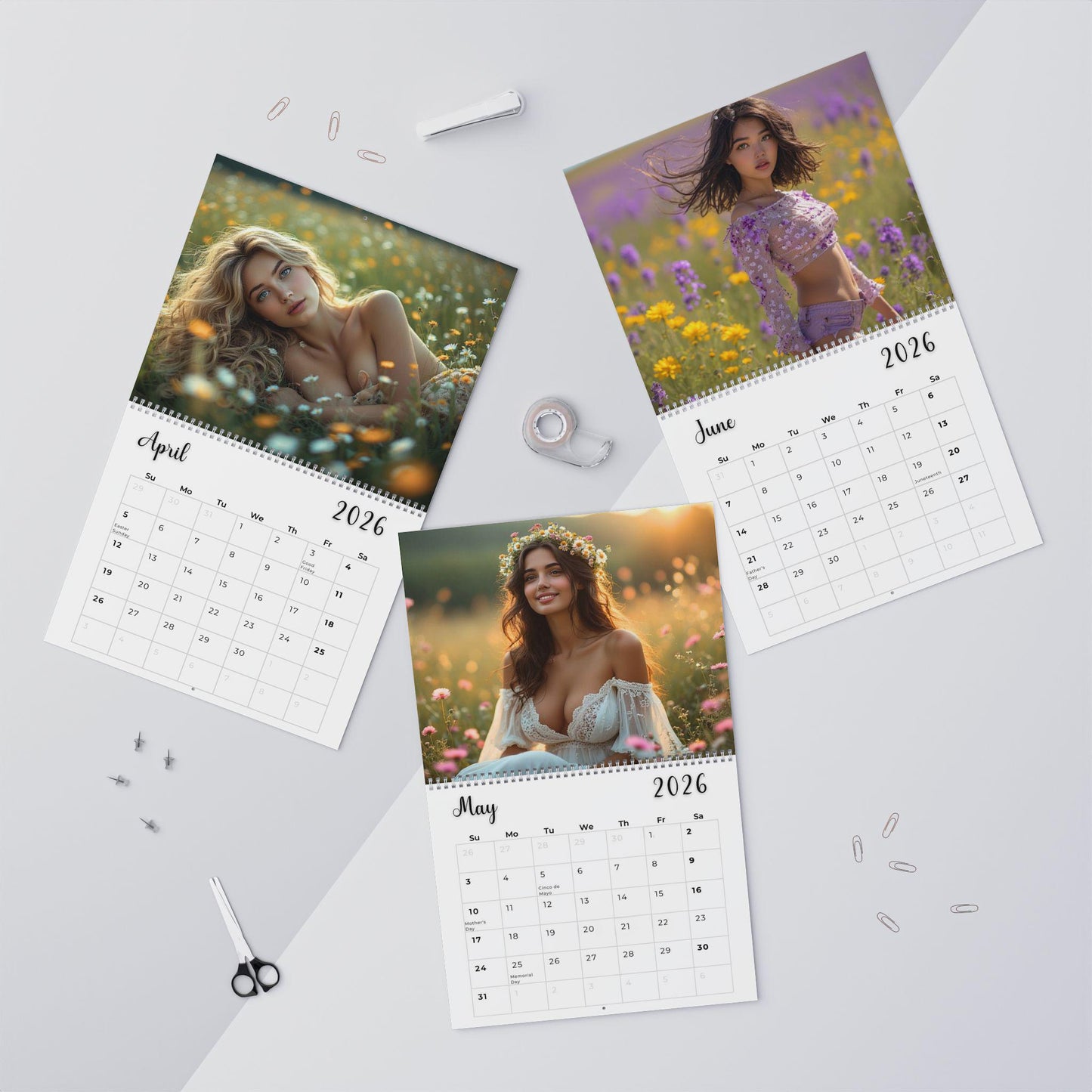Fields of Desire Calendar , Female Art Monthly Planner Home Office Decor Gift Her