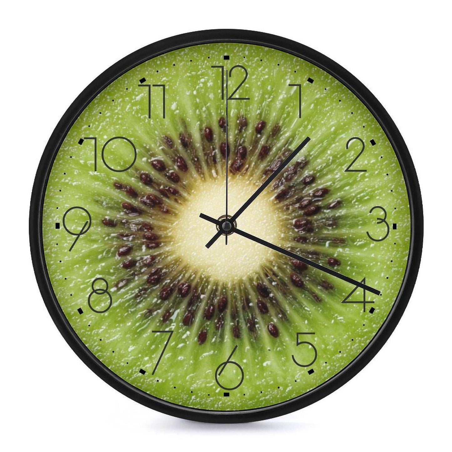 Kiwi Slice Wall Clock, Round Kitchen Decor, Fruit Art, Modern Office Timepiece