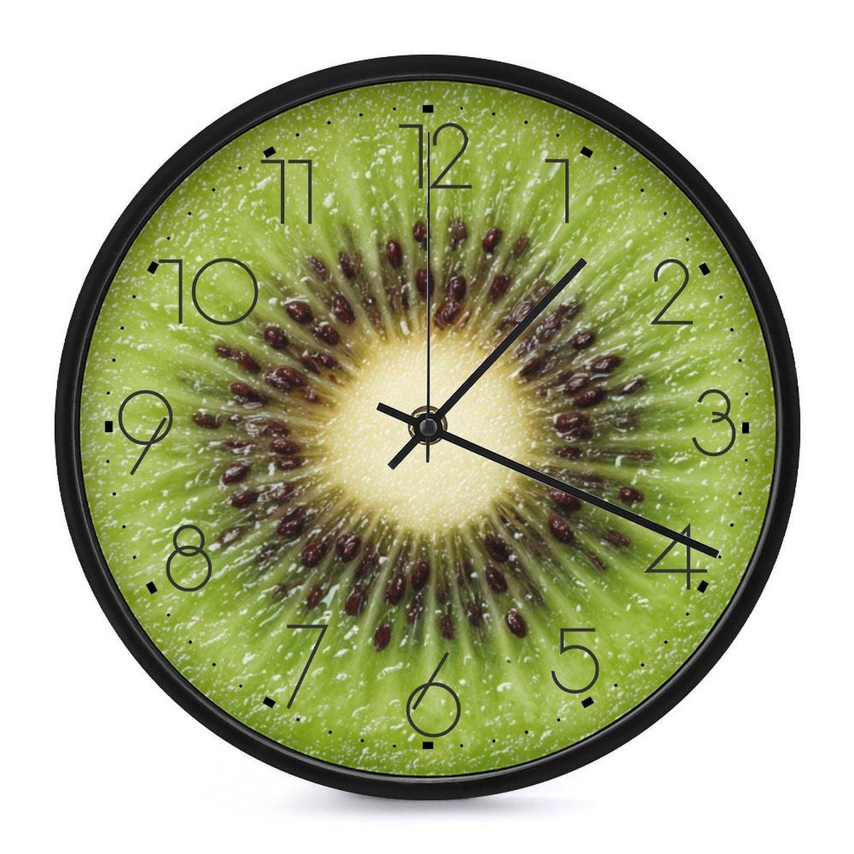 Kiwi Slice Wall Clock, Round Kitchen Decor, Fruit Art, Modern Office Timepiece