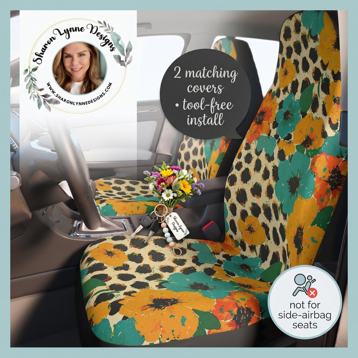 Leopard Floral Car Seat Covers: Bold Wild Elegance Automotive Accessory
