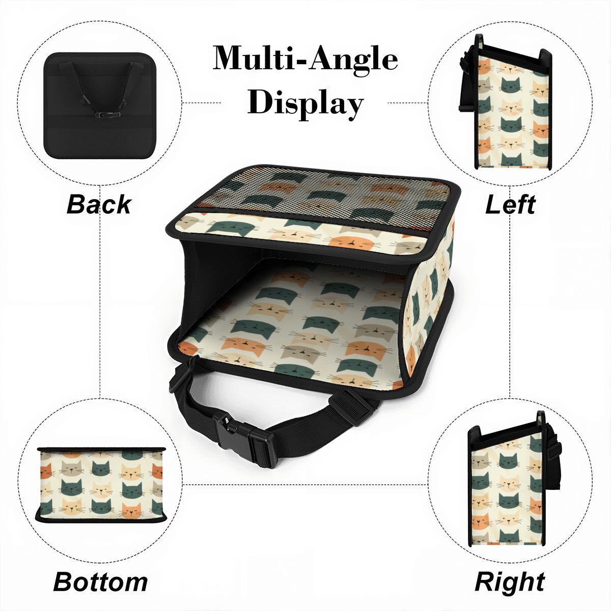 Retro Cat Car Seat Organizer – PU Auto Storage Caddy, Travel Accessories